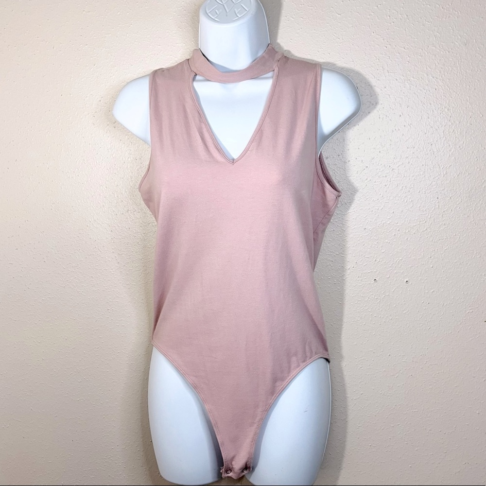 Pink Sleeveless Choker Bodysuit Size Large